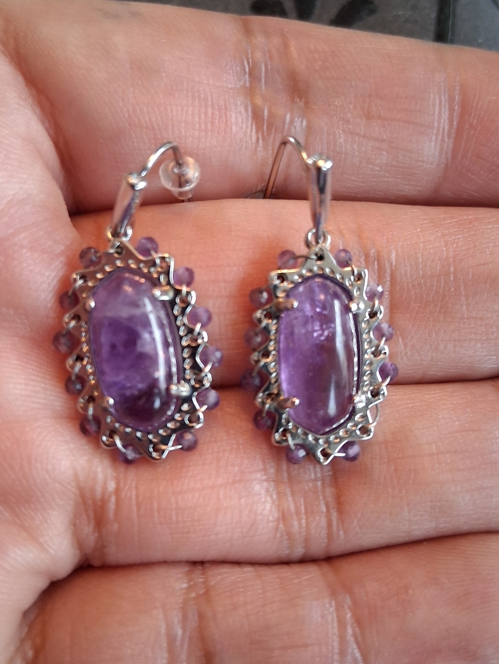 Amethyst Drop Earrings - Purple Gemstone Dangle